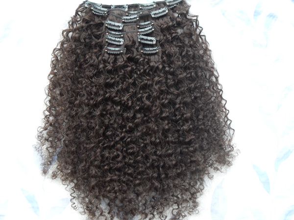 Cabelo brasileiro afro-americano afro kinky encaracolado grampo de cabelo em extensões de cabelo humano natural preto clipes extensões