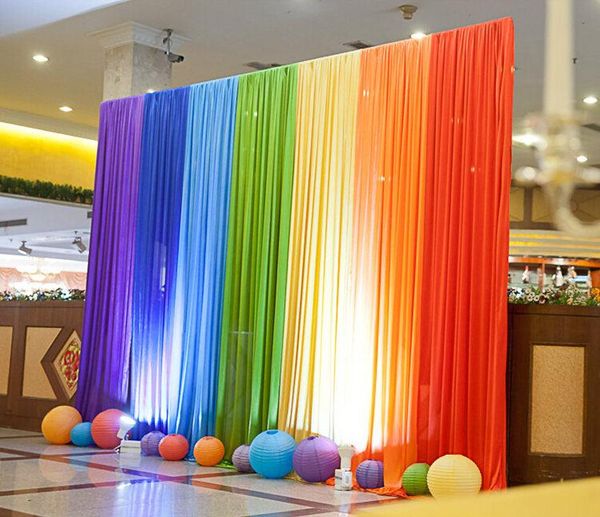 New Ice Silk Rainbow Wedding Backdrop Colourful Wedding Background