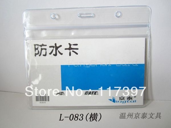 

wholesale horizontal badge x100 id office card holder vinyl clear new 100pcs/lot