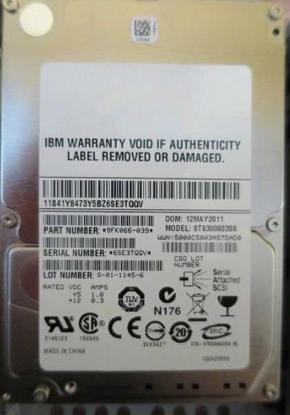 

100% жесткие диски для ibm 3543 v7000 00y2682 85y5862 300g 10k sas 2.5 6g