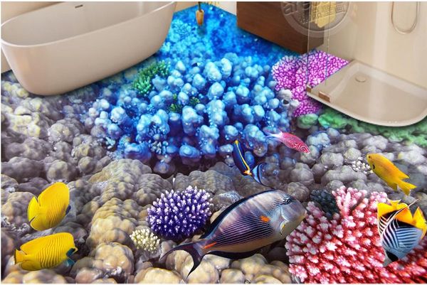 

vinyl flooring bathroom super-shocked three-dimensional floor stickers painted brick mural wall background