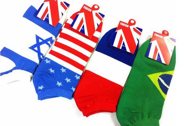 

prettybaby cotton classic japanese italy canada france brazil british usa flag socks sports sock slippers boat sock for men women in stock, Black