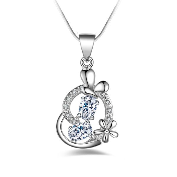 

fashion 925 silver heart with white diamond jewelry 925 silver necklace valentine's day holiday gifts 1681