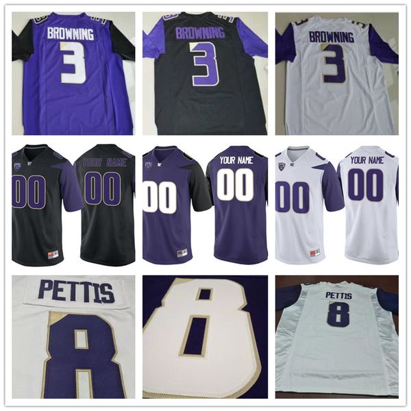 

washington huskies college football jerseys 1 byron murphy 3 jake browning 3 elijah molden 8 dante pettis black purple white mens womens kid, Black;red