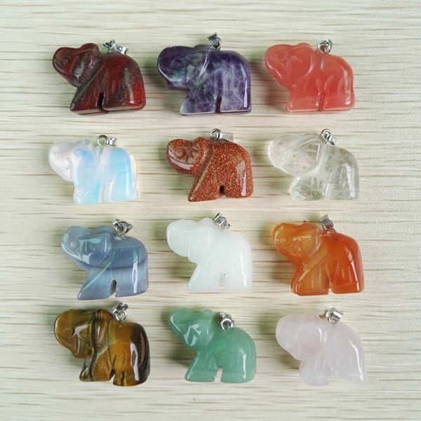 

Natural carved stone pendants Charms elephant pendants fit Necklaces jewelry making 12pcs/lot wholesale lot free shipping
