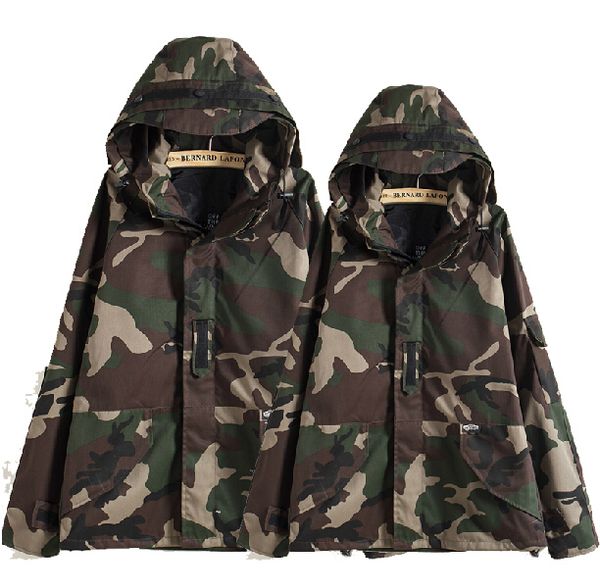 

fall-tactical camouflage jacket men women plus size camo hooded windbreaker jackets canvas jacket parka fashion streetwear, Black;brown