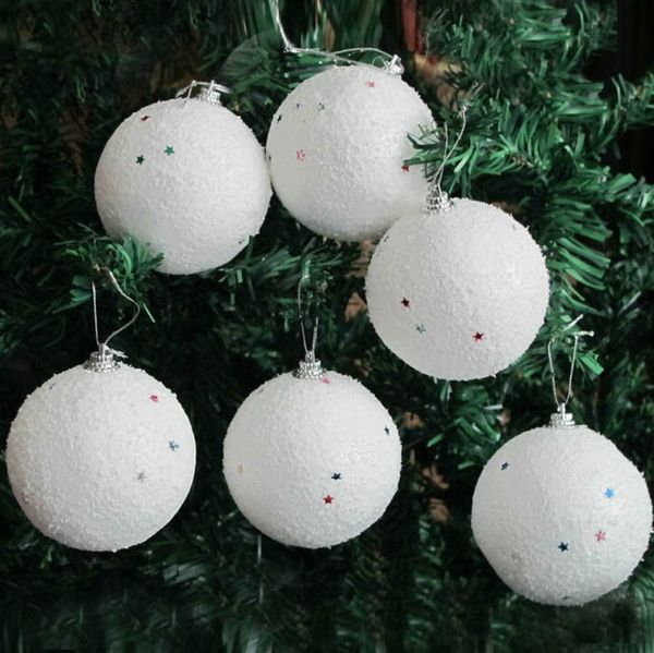 

wholesale-6pcs snow ball shape merry christmas tree ornaments home holiday party decorations foam festival decor supplies gift s1