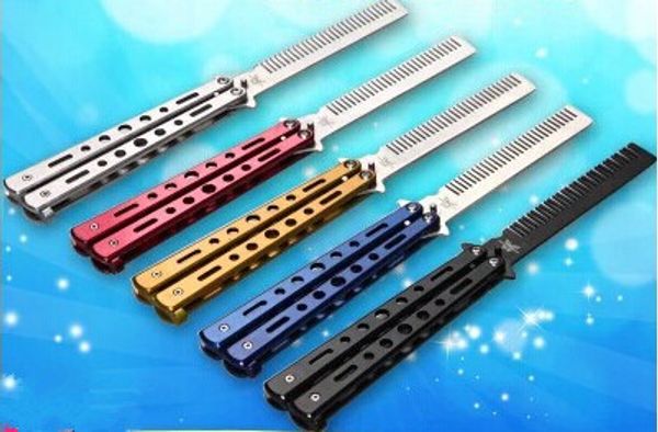 

delicate pro salon stainless steel folding training butterfly practice style knife comb tool xb, Silver