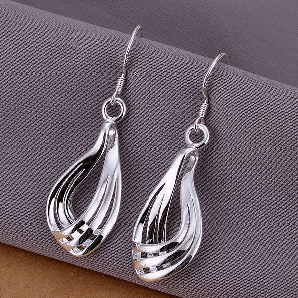 

brand new sterling silver plate corrugated three-wire earrings dfmse230,women's 925 silver dangle chandelier earrings 10 pairs a lot fa