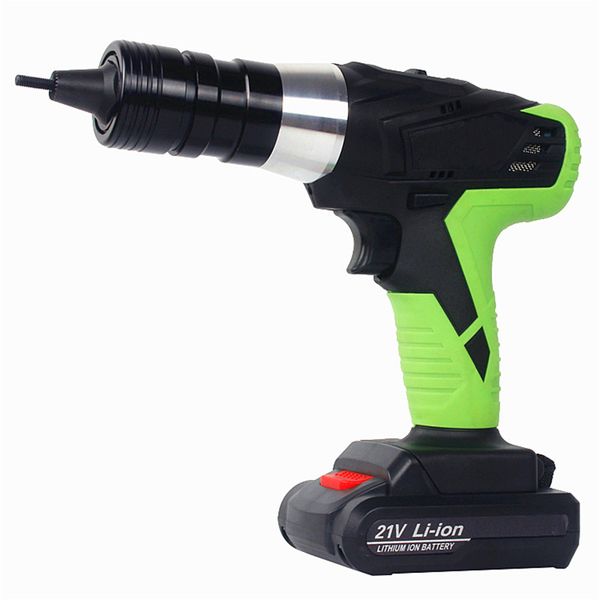 

21v portable cordless electric rivet gun rechargeable riveter battery riveting tool pull rivet nut tool 2 battery m3/m4 head