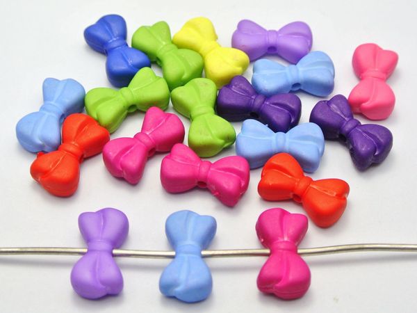 50 Mixed Color Acrylic Bow Tie Beads 18X10mm Imitation Wooden beads