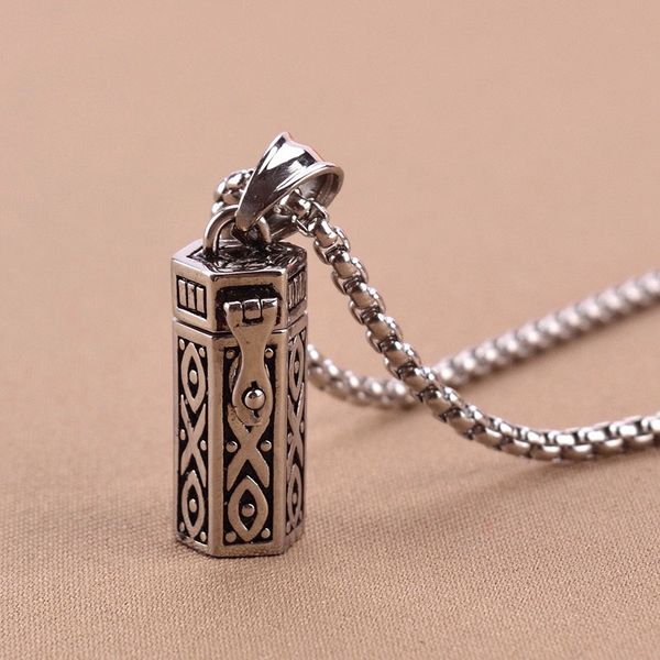 

cremation lockets jewelry openable box case pendant urn keepsake memorial vintage pet supplies ash necklace real titanium steel joyas ashes, Silver