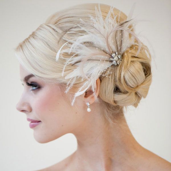 2015 Graceful Feather Crystal Bridal Hair Accessories Net Wedding