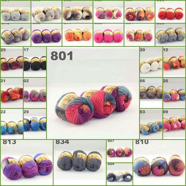 

3ballsx50g australia colorful hand-knitted thick yarn wool segment dyed coarse lines fancy knitting baby hats scarves 522801-522820, Black;white