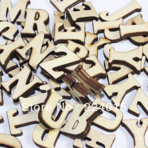 

wholesale-hipping mixed 300pcs original wood color natural wooden cabochon alphabet letter bead for children's christmas gift, Silver