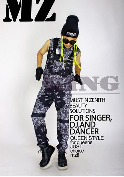 

male singer in europe and the nightclub runway looks black and white cashew flower suspenders nightclub costumes. s - 6 xl, Black;red