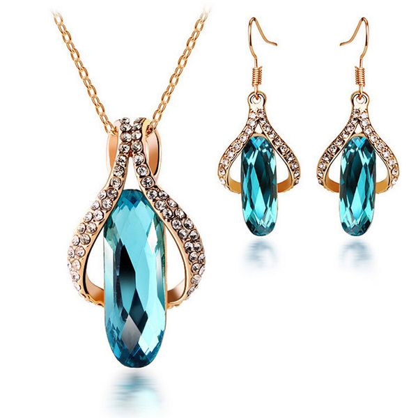 

luxury necklace earring set crystal long drop earrings fashion jewelry sets wedding jewelry for brides 2627, Silver