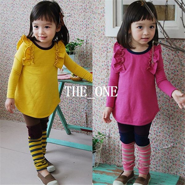 

baby girls ruffle long sleeves long girls set with striped leggings girls long sleeve ruffle blouse cat stripe legging set 2 piece girls, White