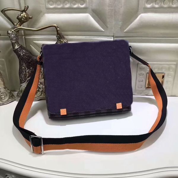 

men's n42405 genuine leather men messenger bag postman handbag damier district briefcase designer mick crossbody bag cx#148 with straps