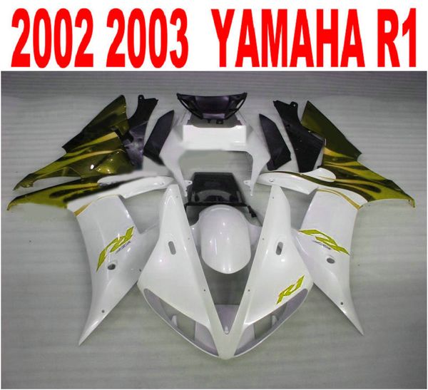 7 doni gratuiti stampo per iniezione adatto per Yamaha R1 2002 2003 Verdi Bianco bianco careno YZF R1 02 03 KIT FAILING LQ93