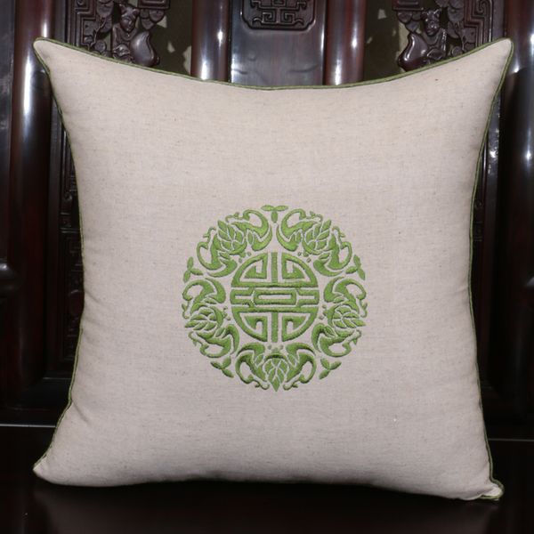 

latest embroidered lucky white pillowcase 18 inches chinese style natural cotton linen cloth art zipper cushion covers for seat chairs couch