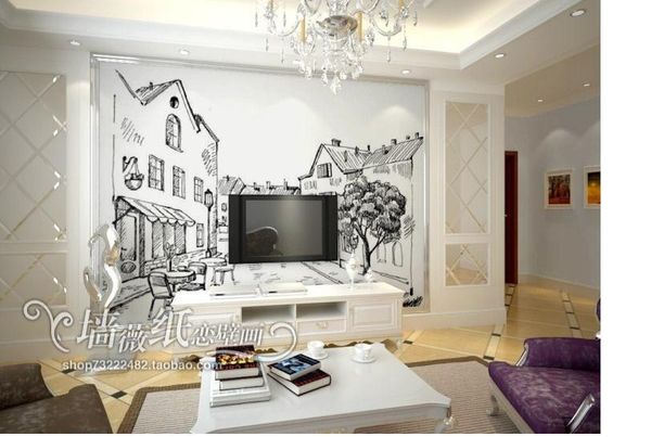 

настроить размер высокой быстро hd фреска 3d обои эскиз город обои papel де parede оптовая цена бесплатная доставка