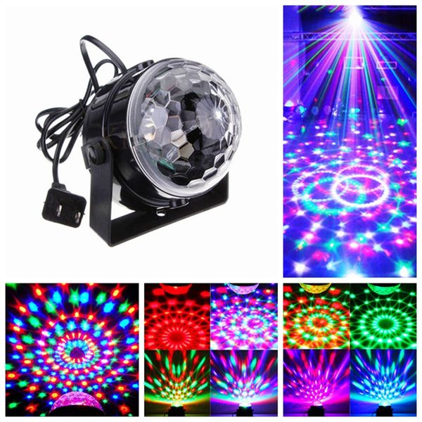 Controle de voz RGB LED Lâmpadas de palco Bola mágica de cristal Controle de som Laser Luz de efeito de palco Festa Disco Club Luz DJ
