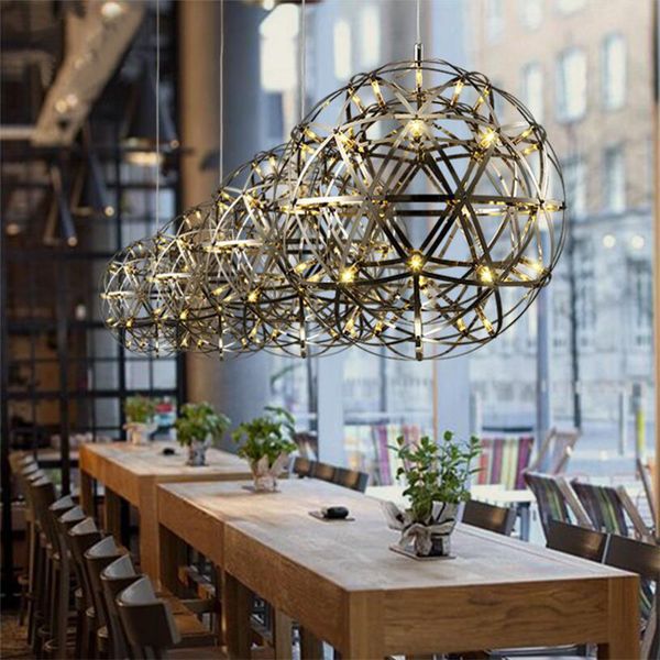 

modern rainmond firework pendant lights bar light led stainless steel ball pendant lamp for bar/restaurant lamparas lustre