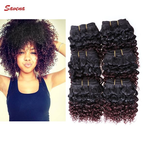 6 Bundles 50g Ombre Cheap Afro Kinky Curly Human Hair 8 Inch Short