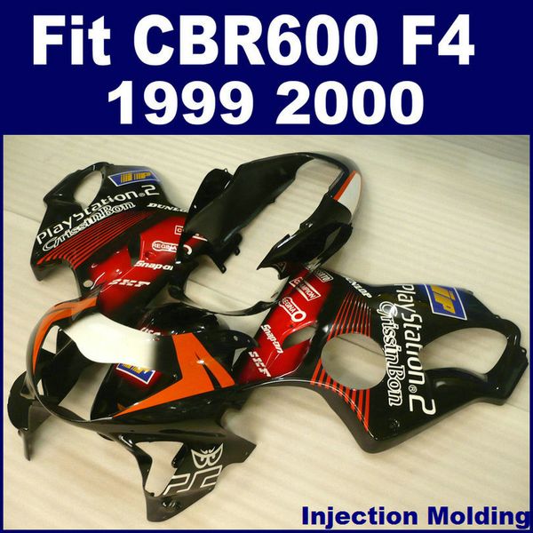 100% peças de moldagem por injeção para HONDA CBR 600 F4 1999 2000 carenagem completa preto vermelho 99 00 CBR600 F4 carenagens da motocicleta JIKG