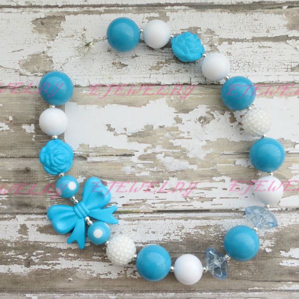 

turquoise chunky beaded necklace..chunky necklace..childrens necklace..pearl necklace..p prop cb137, Silver