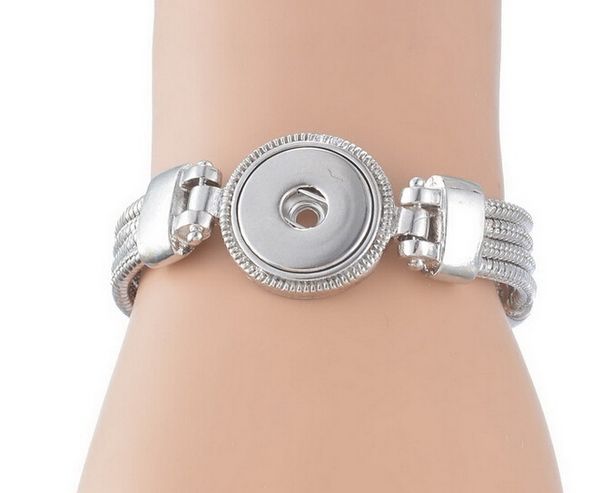 

24cm snap button noosa diy round pendant buckle alloy bracelet ot button imitation rhodium plated can be with rhinestone ing, Black