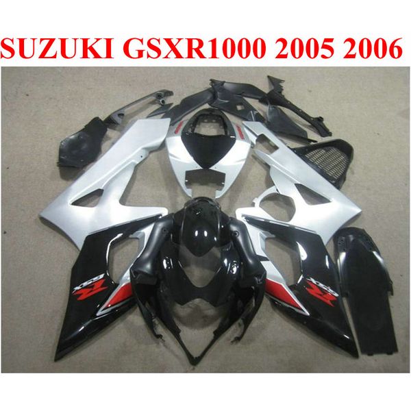 Customize motorcycle parts for SUZUKI GSXR1000 2005 2006 fairing kit K5 K6 05 06 GSXR 1000 black silver ABS fairings set EF64