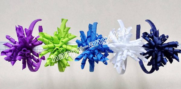 

3 inch renda hair sticks hair barrettes korker bows flowers plastic headbands baby curlies ribbon hoop girl's corker hair band 100pcs p, Slivery;white