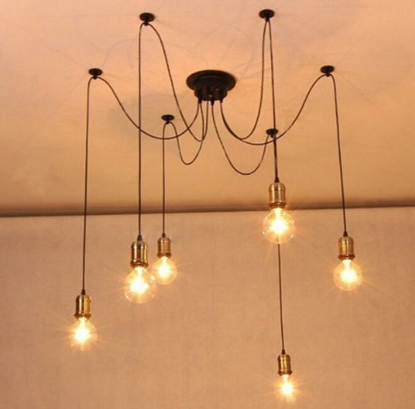 

2015 real lamparas colgantes new products retro classic chandelier gold e27 pendants holder edison diy lighting lamps lanterns messenger