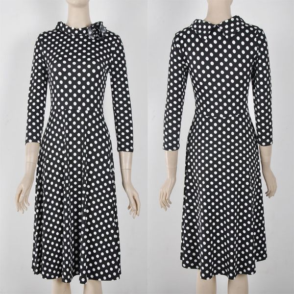 

новая мода o-образным вырезом платье элегантное платье вскользь половина рукава платья многоточия женщин, Black;gray