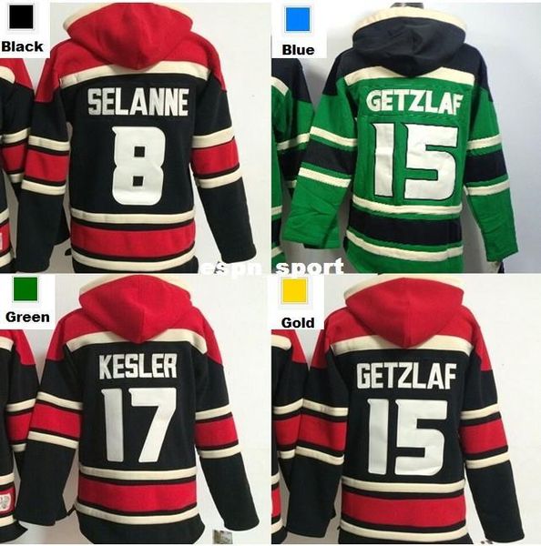 

2016 new, anaheim hoodie 8 teemu selanne 15 ryan getzlaf 17 ryan kesler old time ice hockey jersey hoodies sweatshirts, Black;red
