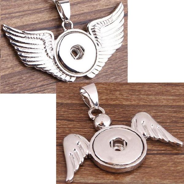 

2020 wing snap button jewelry pendant 2 styles diy interchangeable snaps pendant for necklace, Silver
