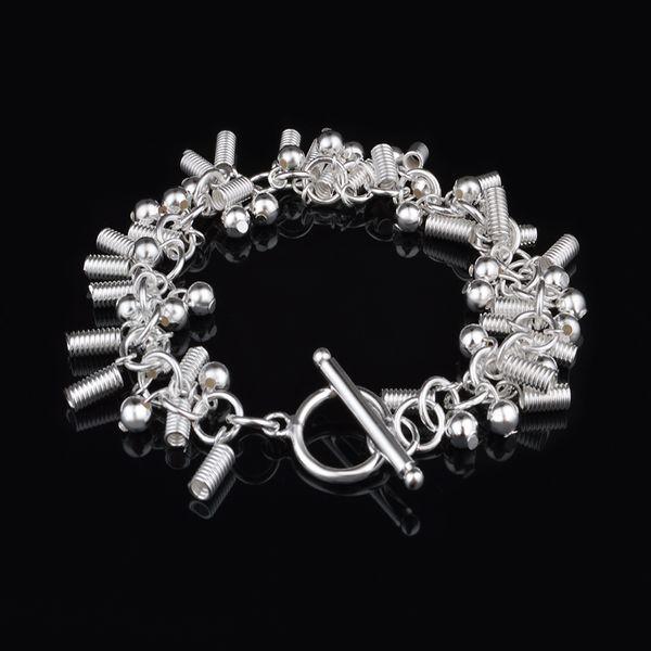 Spedizione gratuita con numero di tracciamento Vendita superiore Bracciale in argento 925 Appeso a molla e perline Bracciale Gioielli in argento 10 Pz / lotto a buon mercato 1571