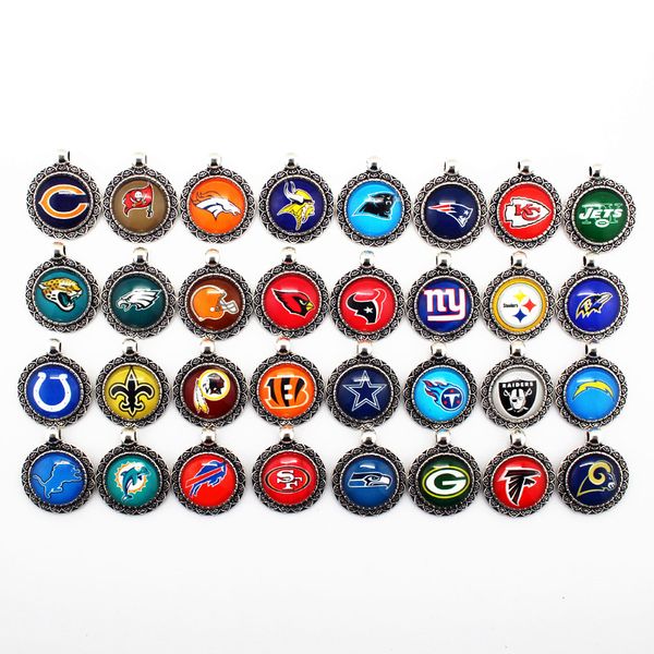 

32pcs mix 32 designs football sport charms dangle hanging charms diy bracelet necklace jewelry accessory america sports lobster clasp charms