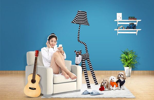 

125 см ткань габаритные мультфильм лампа творческая спальня гостиная детская комната прикроватная пастырская кошка типа торшер настольная ла