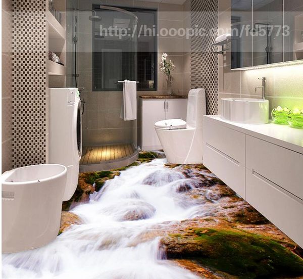 

hd water roses seaside view toilet bathroom bedroom 3d floor vinyl floor