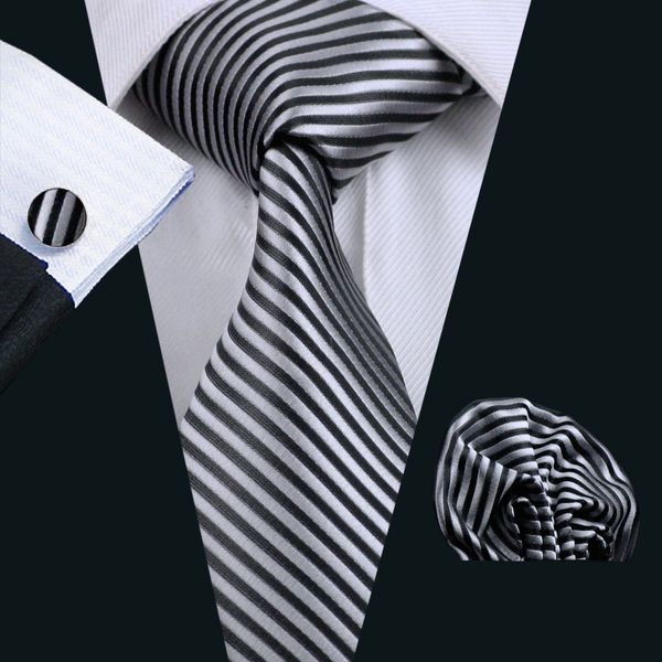 

галстук в полоску hanky ​​cufflinks set жаккардовый тканый шелк серый черный мужской набор для галстука деловая работа официальная встреча n, Black;blue