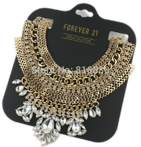 

wholesale-layered punk style gold jewel rivet pendant bib collar women statement necklace 2015 brand new fashion party jewelry, Golden;silver