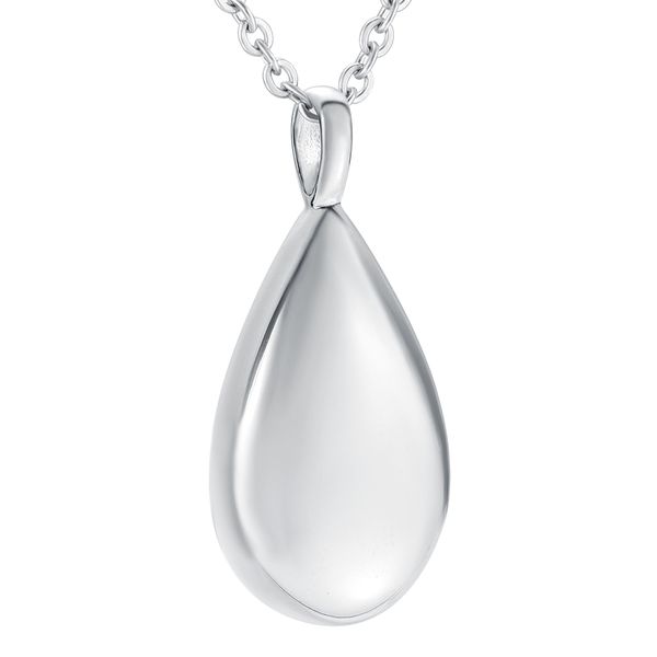 

ijd9944 rain drip with polished keepsake urns memorial cremation urn pendant necklace for pet/human ashes fashion jewelry for women female, Silver