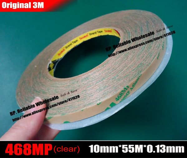 

wholesale-(10mm*55m*0.13mm), hi-temp. resist, clear double sided sticky transfer tape for heat sink, soft pcb, metal plate 3m 468mp