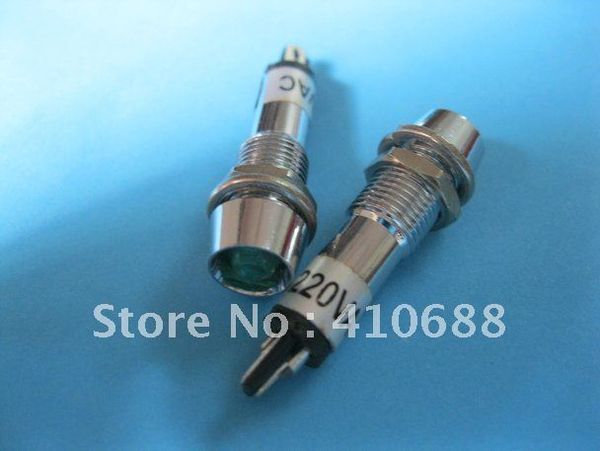 

wholesale-20 pcs led indicator ac 220v green color 8mm ped-7 high quality