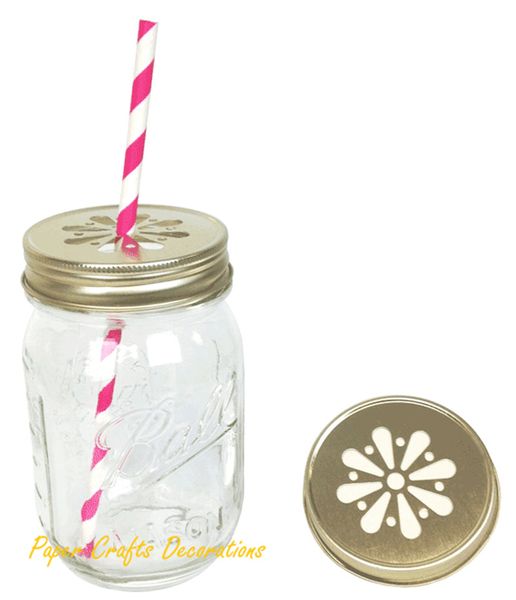 

wholesale-15pcs/lot gold daisy cut lids mason jar lids for straws party event favors