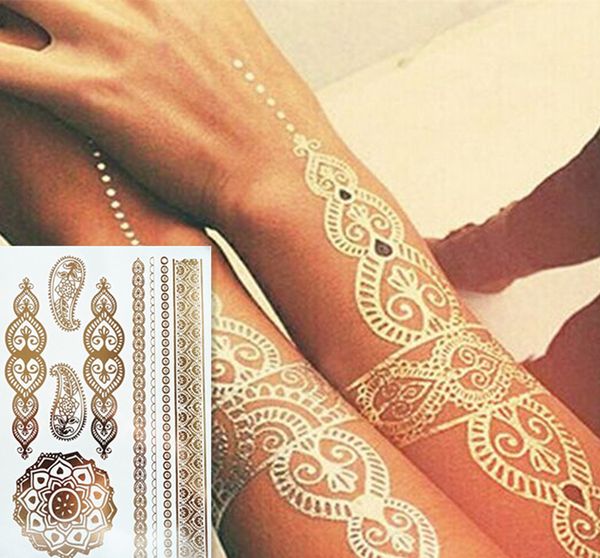 

wholesale-fashion body art flash metallic temporary tattoos gold tatoos metalic tatoo flash tattoo body paint stickers