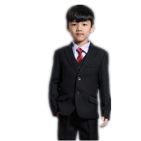 

new custom boys suits fashion handsome boy formal wear wedding party flower boy suit children' tuxedo (jacket+pants+vest, Black